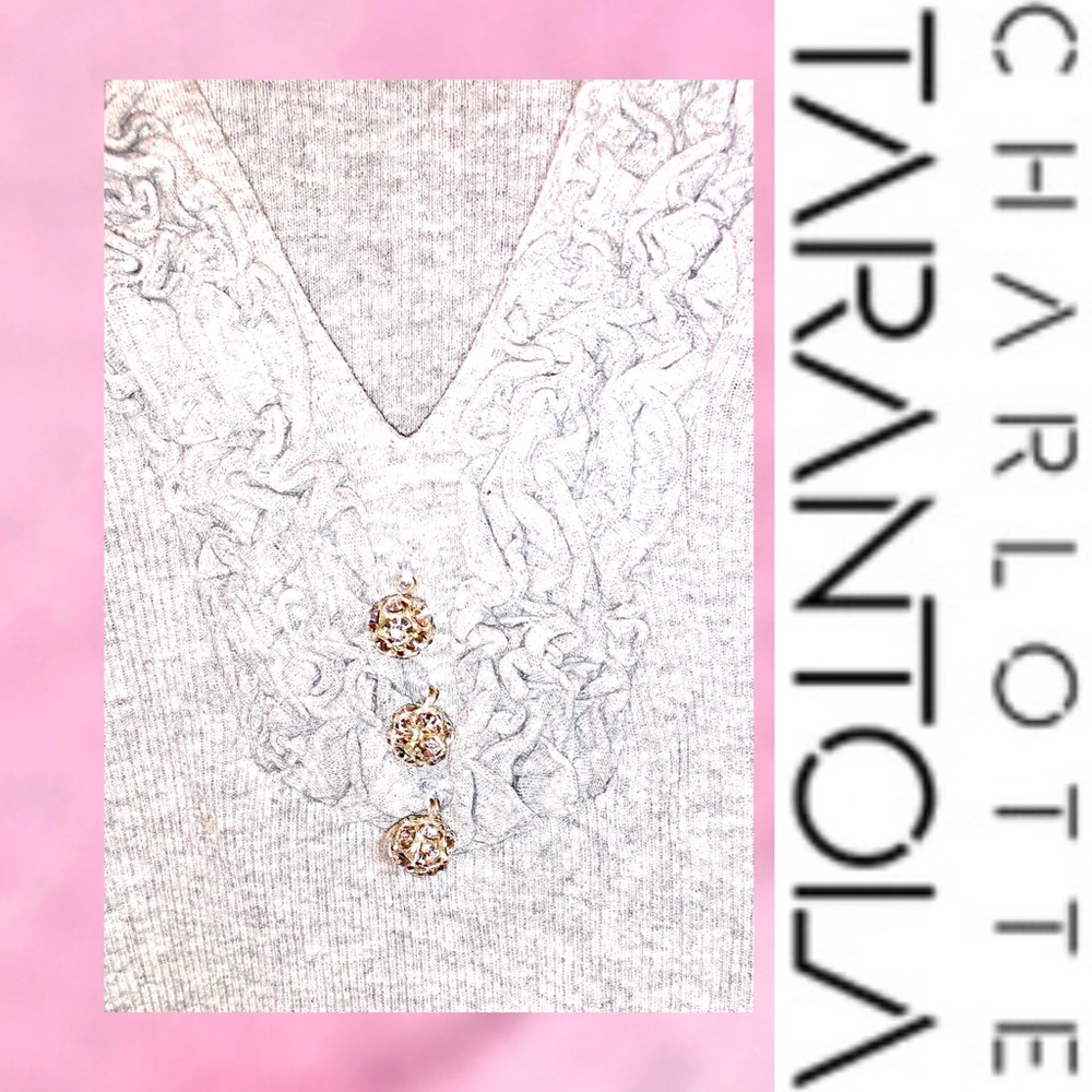 Charlotte Tarantola Ribbed v-neck Top M - Picture 6 of 8